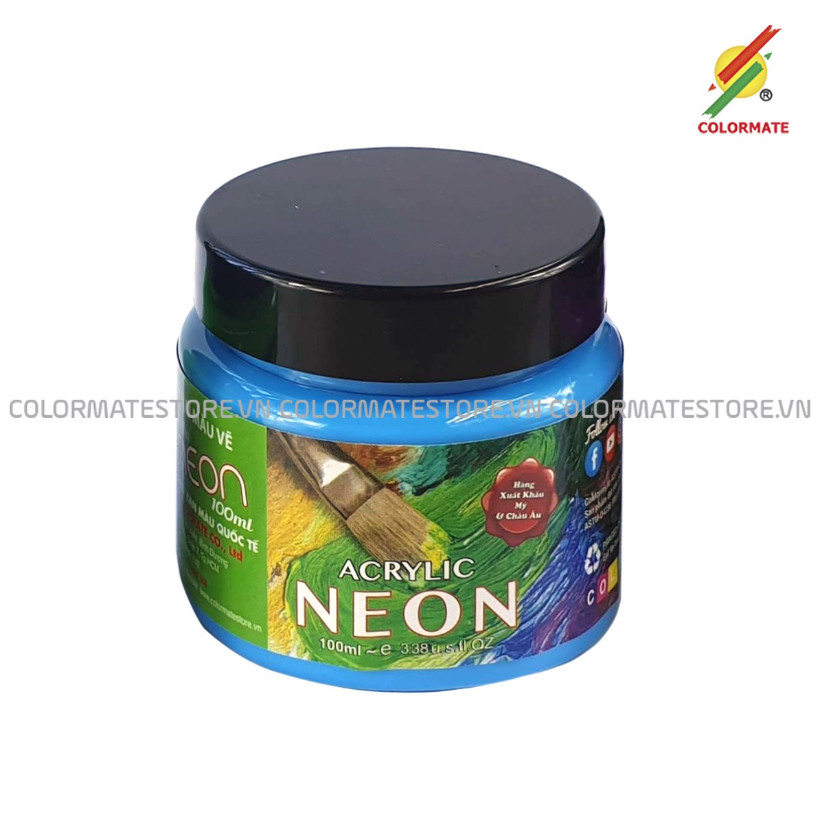 Màu vẽ Acrylic neon Colormate hũ 100ml màu xanh dương - COLORMATE