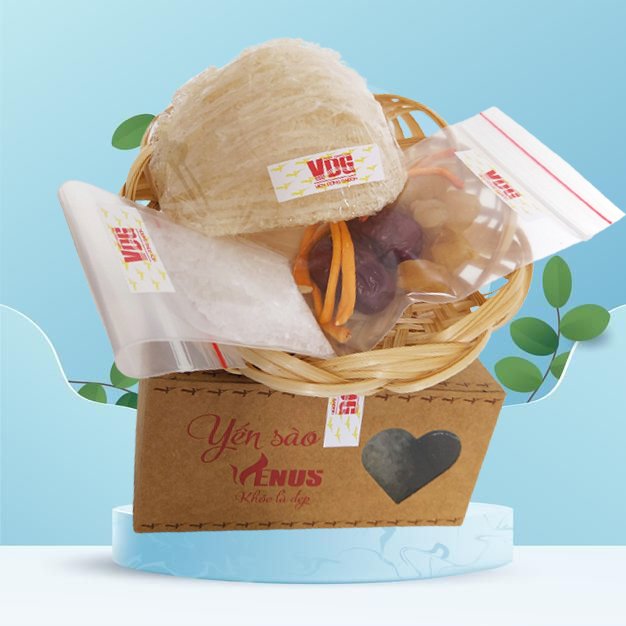 Yến sào tinh chế Venus 10g - Khỏe là đẹp, dưỡng nhan, tăng cường sức khỏe - Tặng đông trùng hạ thảo, táo đỏ, đường phèn -