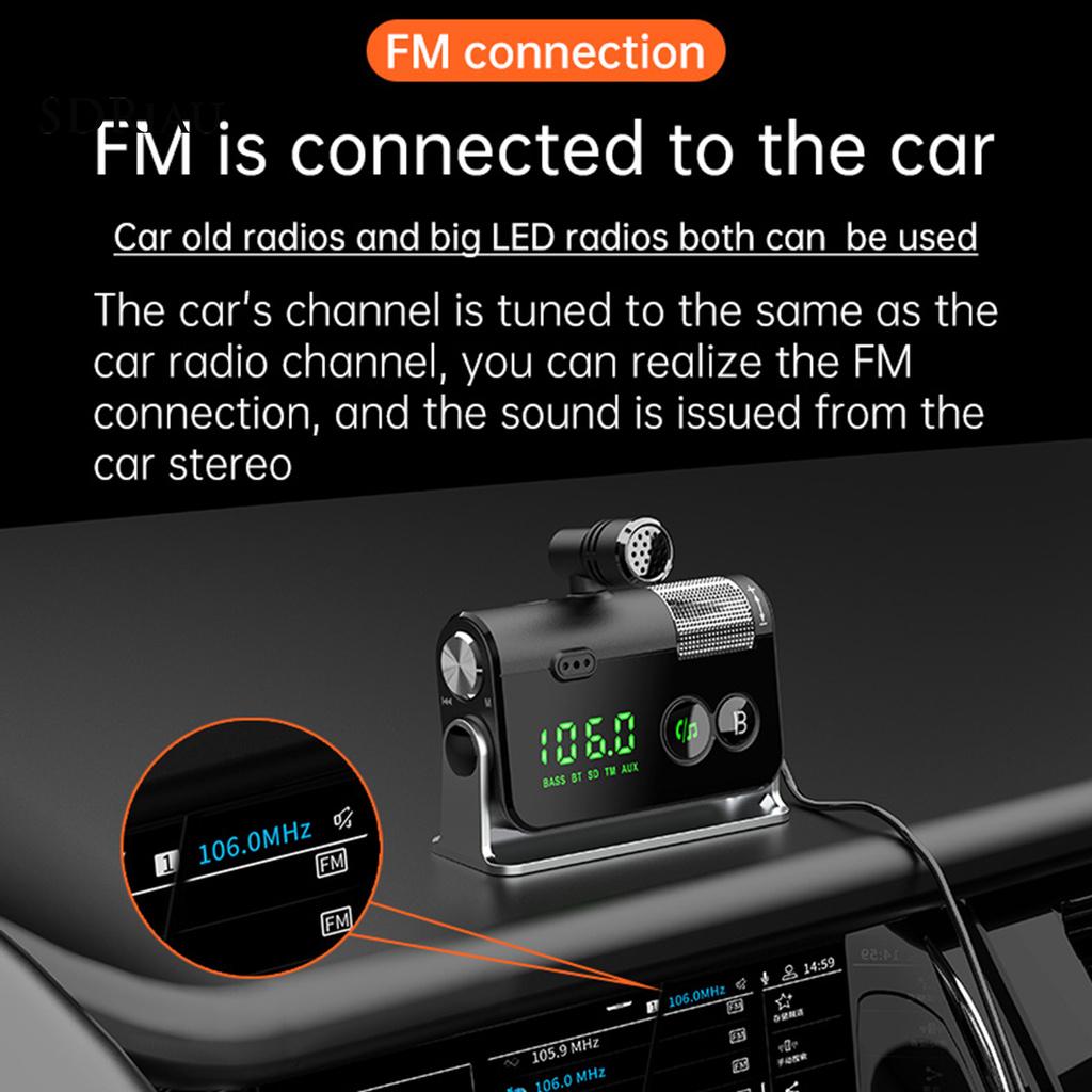 *QXDZ* BC73 12V/24V Noise Reduction Car QC 3.0 PD18W Fast Charging Bluetooth 5.0 FM Transmitter