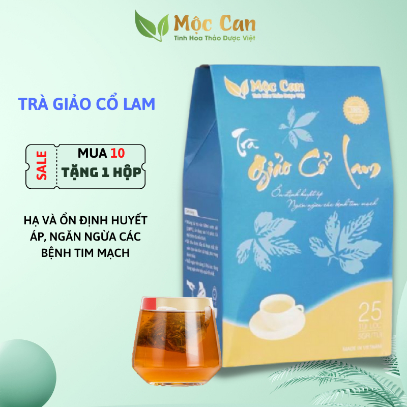 Trà giảo cổ lam mộc can túi lọc Mộc Can ổn định huyết áp, giảm mỡ máu hỗ trợ ngăn ngừa xơ vữa mạch máu gói 25 túi 