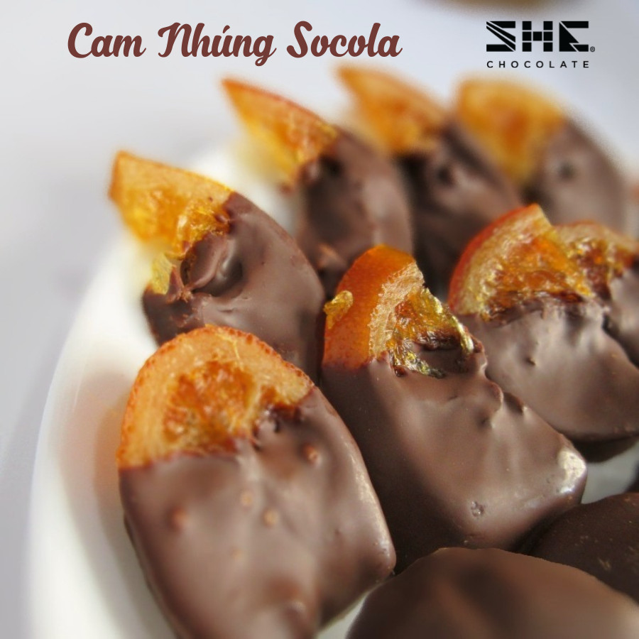 Combo 2 hũ Cam nhúng Socola - SHE Chocolate - Hũ 100g - Bổ sung năng lượng, tốt cho sức khỏe. Quà tặng người thân, dịp lễ, thích hợp ăn vặt