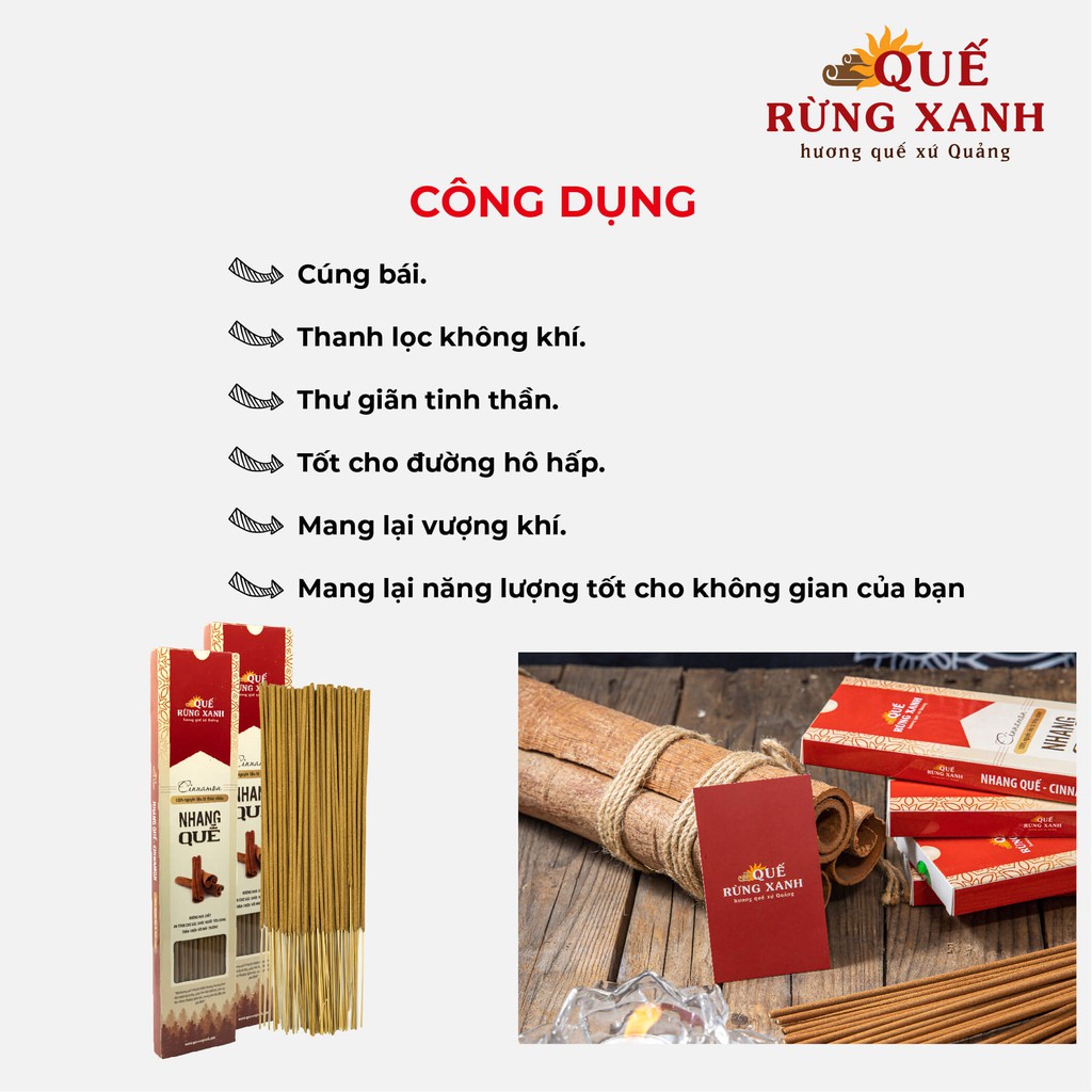 [Kèm quà tặng] Combo 8 hộp nhang thảo mộc hương quế Quế Rừng Xanh 100% nguyên chất từ Quế Rừng Trà Bồng 70 nén/hộp cao 30cm