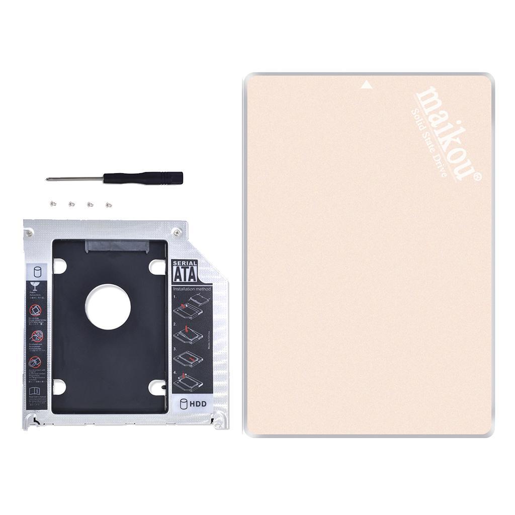 2.5inch SATA3.0 240GB SSD Solid State Drive for Laptop +HDD Caddy Tray Gold