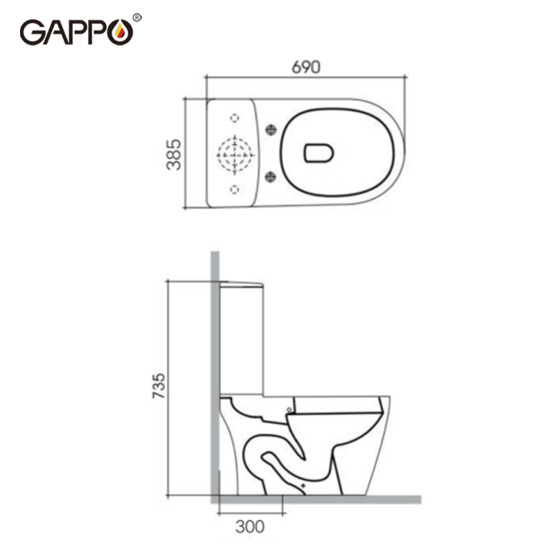BỒN CẦU ĐẶT SÀN 1 KHỐI KÉT LIỀN NHẬP KHẨU NGA GAPPO GM505 - HÀNG CHÍNH HÃNG