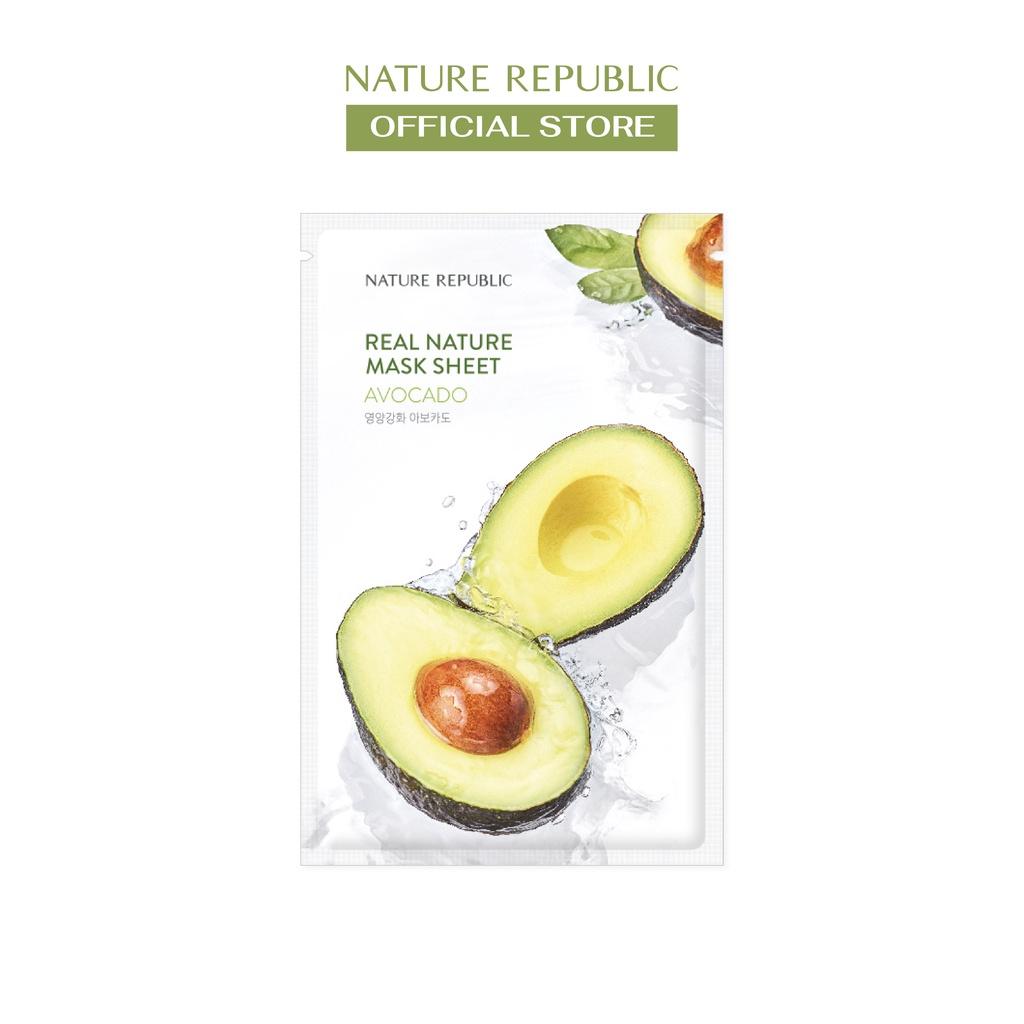 Nature Republic Mặt nạ giấy dưỡng ẩm, ngăn ngừa lão hóa da Real Nature Avocado Mask Sheet 23ml