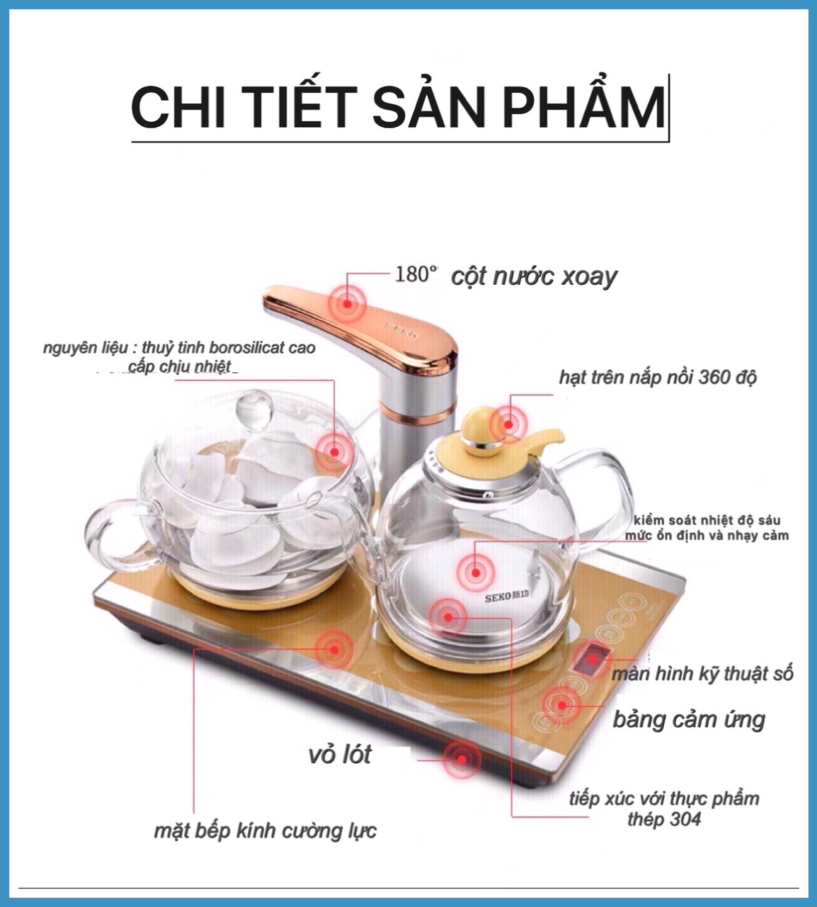 Bếp Điện Đun Nước Pha Trà Tại Bàn Thông Minh Tự Động,Thuỷ Tinh cabosilicat chịu nhiệt - F92 Màu Vàng Nhạt