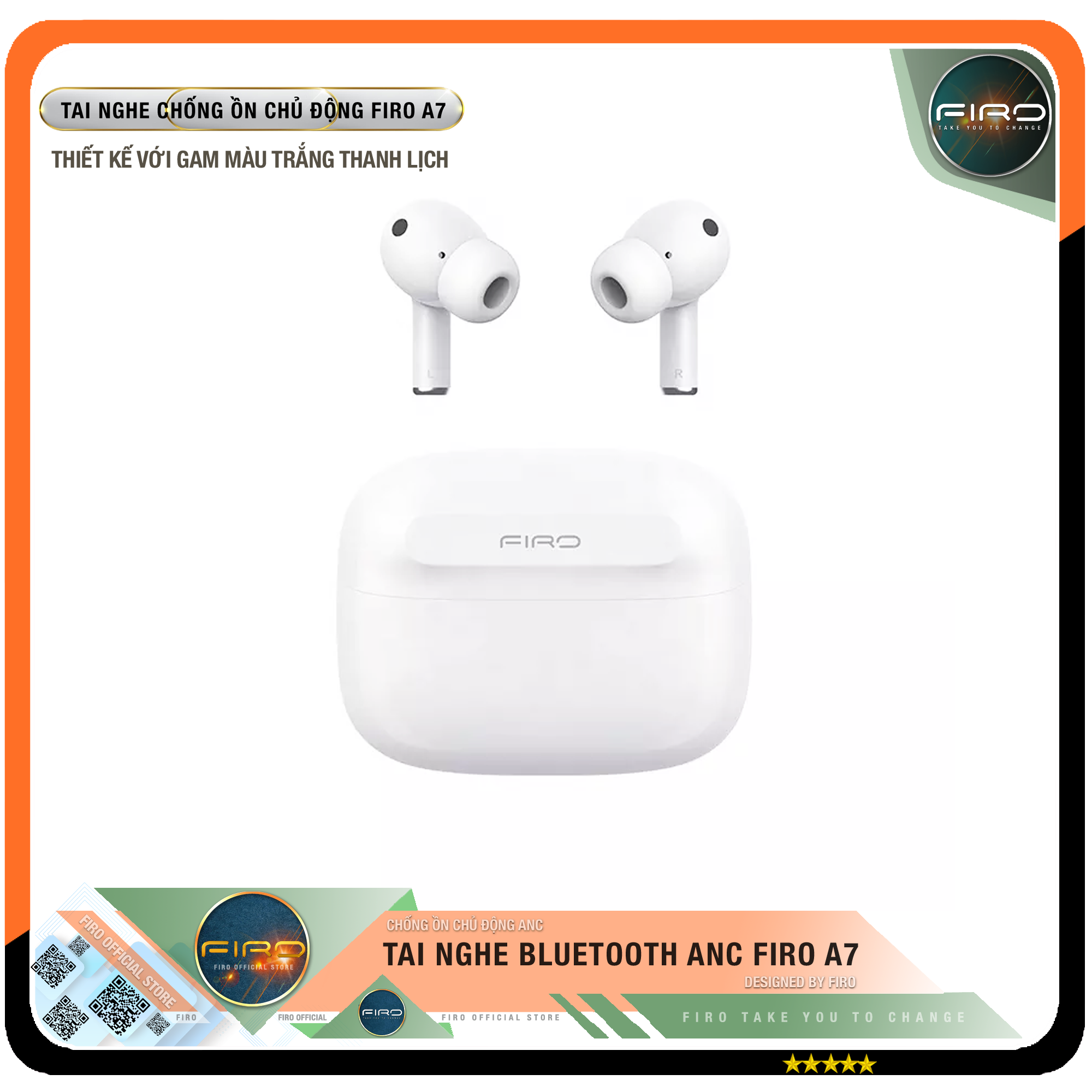 Tai Nghe Bluetooth FIRO Fi5 Pro2 - Tai Nghe Không Dây FIRO Công Nghệ Bluetooth V5.3 - Kháng Nước IPX5 - Điều Khiển Cảm Ứng Thông Minh - Âm Bass Cực Hay - Chống Ồn Cực Tốt - Tai Nghe FIRO Fi5 Pro2 Tương Thích Với Tất Cả Dòng Máy - Hàng Chính Hãng