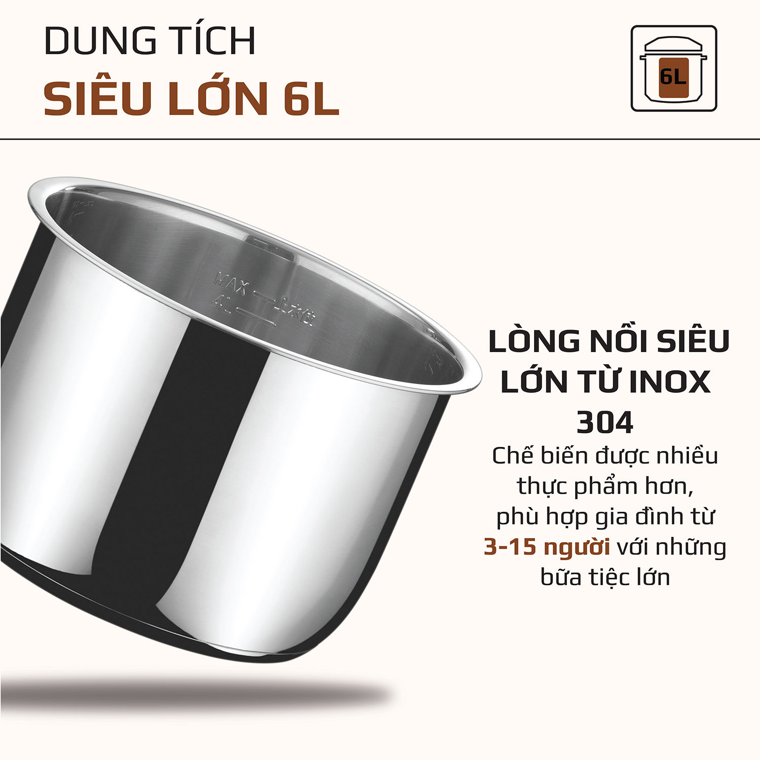 Nồi áp suất điện Olivo PC60 - 16 chức năng - 6 lít - 1.000W - BH 2 năm