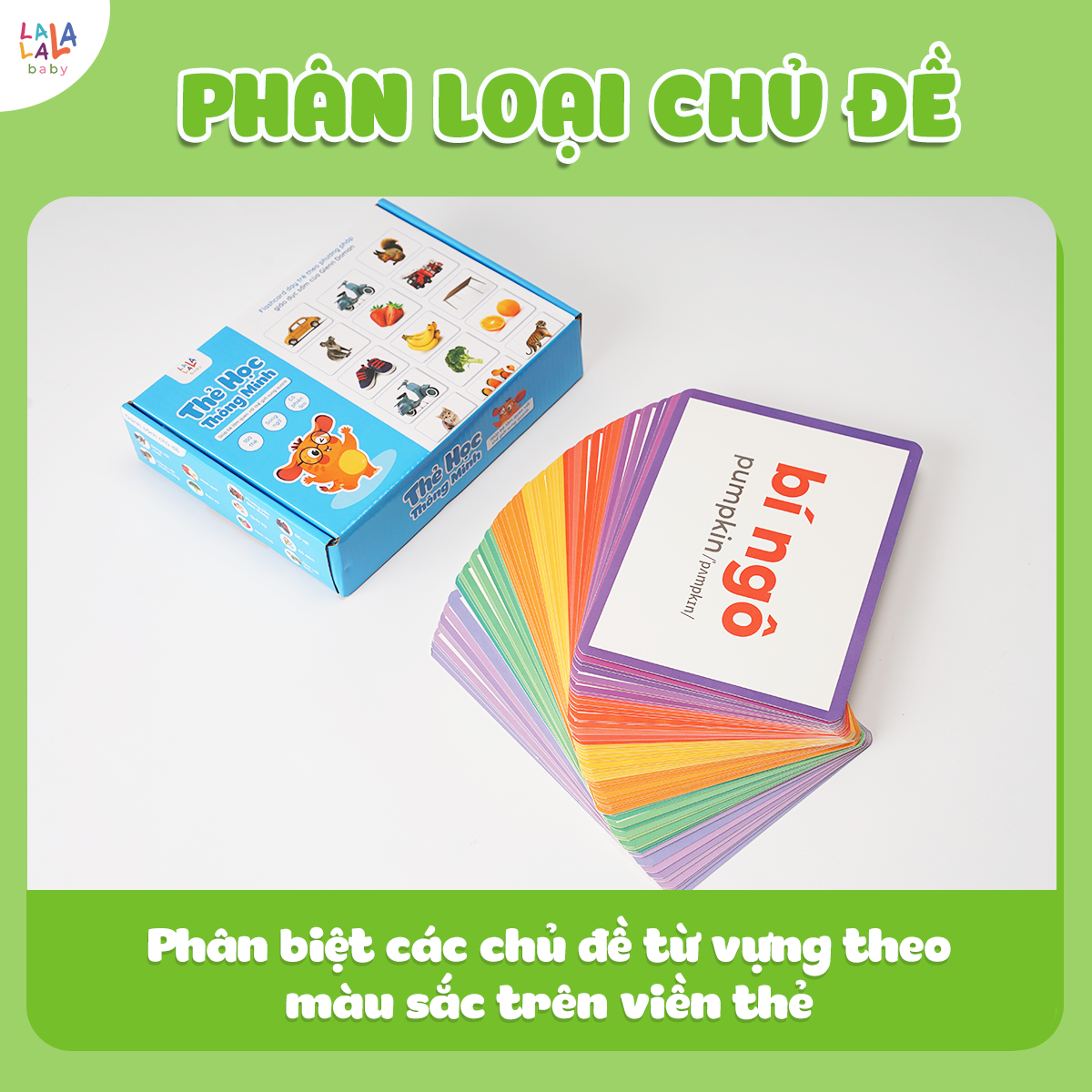 Flashcard Cho Bé - Bộ 100 Thẻ Học Thông Minh Giáo Giục Sớm Glenn Doman size A5 15x21cm song ngữ Anh Việt - Lalala Baby