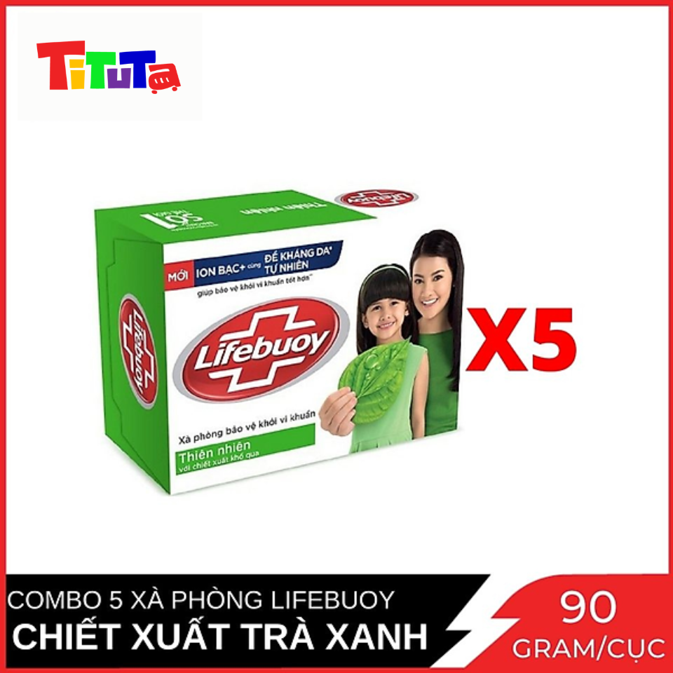 Combo 5 Xà bông cục Lifebuoy Chiết Xuất Khổ Qua (Lá Trầu) 90g X5