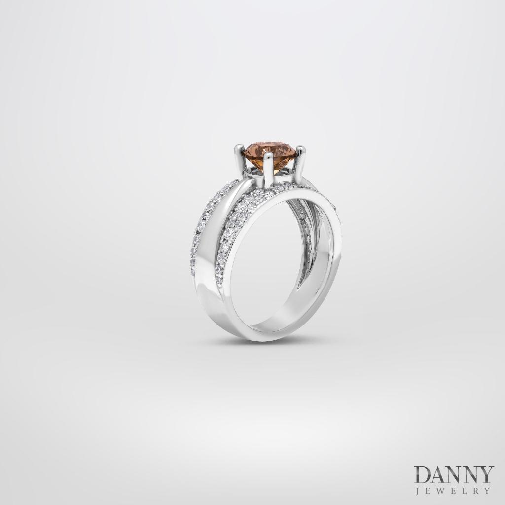 Nhẫn Nữ Danny Jewelry Bạc 925 Xi Rhodium Đá Smoky Quartz & CZ N0108