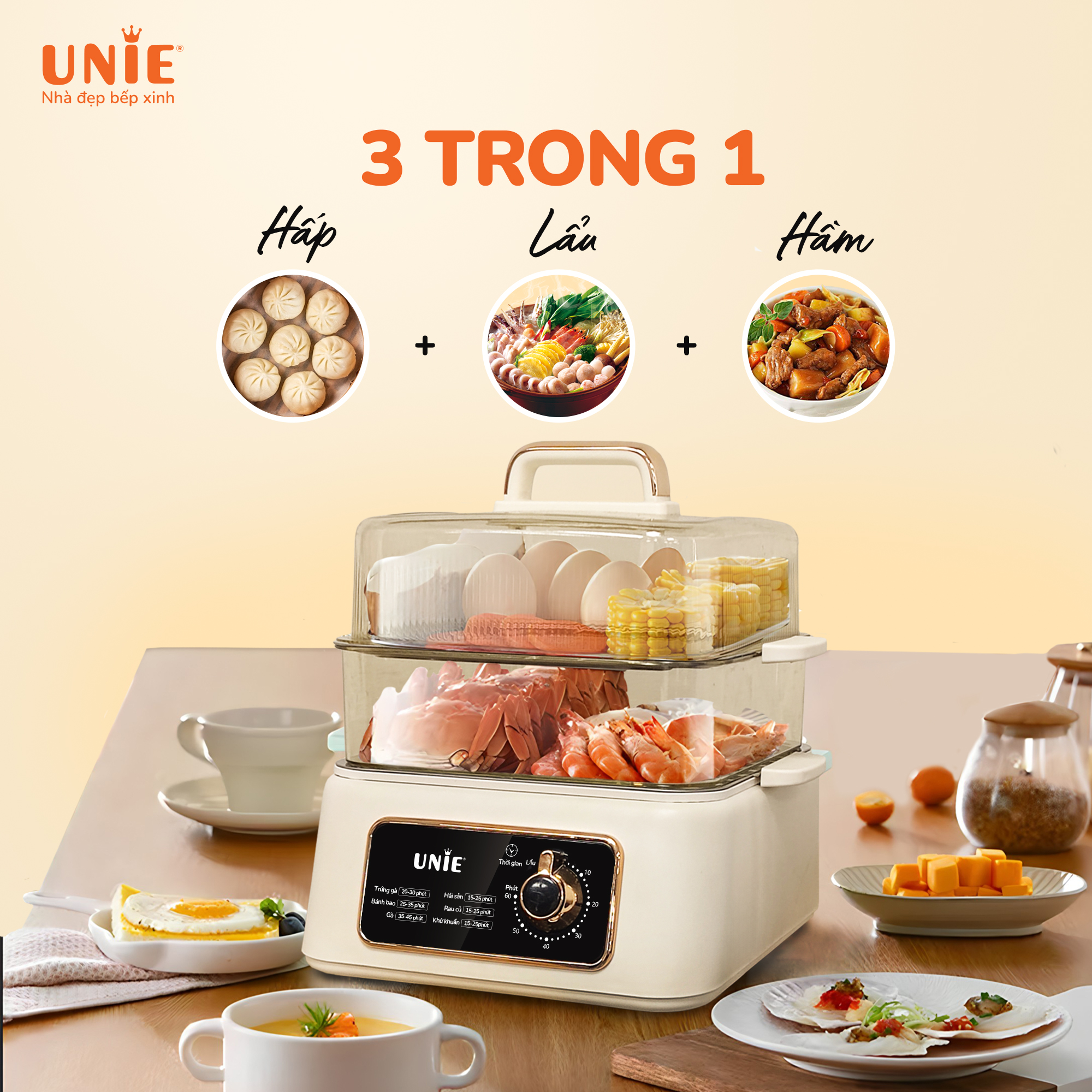 Nồi lẩu hấp đa năng Unie UE660 - Hàng Chính Hãng