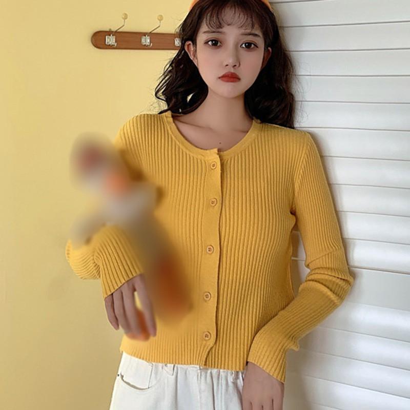 Áo Khoác Cardigan Dệt Kim Phối Nút Phong Cách Hàn Quốc Cho Nữ
