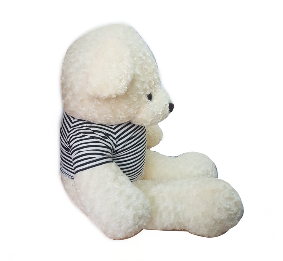 Gấu bông teddy trắng 1m2 áo kẻ lông xoáy 3 chiều cao cấp