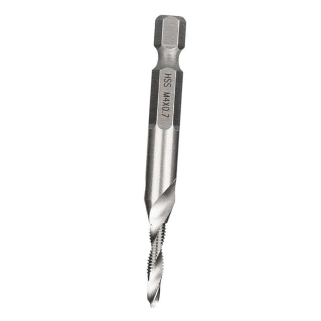 HSS 6542 Combination Drill Tap Bit Set Fractional inch 1/8'', 5/32", 3/16", 1/4", 5/16", 3/8" with 1/4” Hex Shank Spiral Flute Tapping Tool