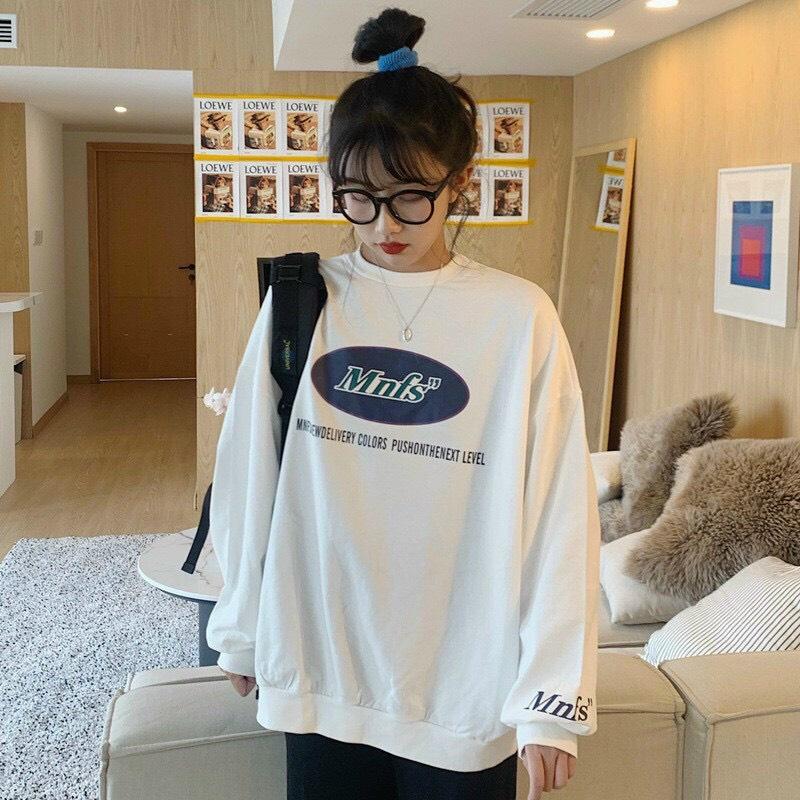 Áo thun dài tay form xuông rộng Mnfs" áo thu đông nữTừ 50-70kg