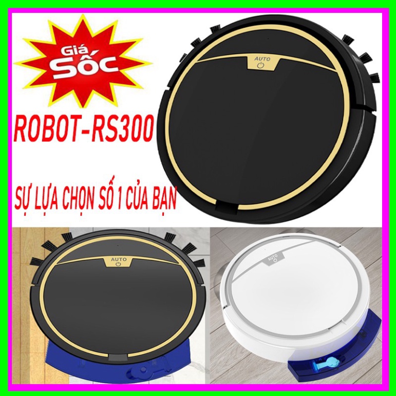 Robot Hút Bụi Lau Sàn RS300 Cảm Biến Chống Rơi, Remote Điều Khiển Từ Xa, Lực Hút 2800Pa Cực Khỏe, Lượng Pin 2000mAh , Có Khay Đựng Nước Riêng