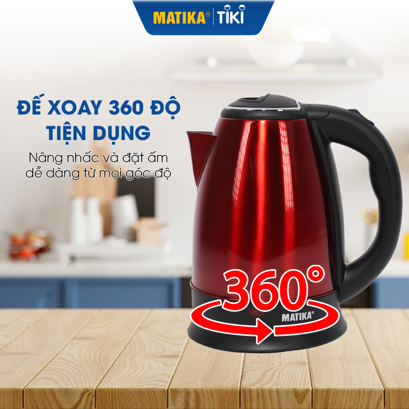 Ấm Siêu Tốc MATIKA Inox 1.8L MTK-19 Hàng Chính Hãng Bảo Hành 12 Tháng