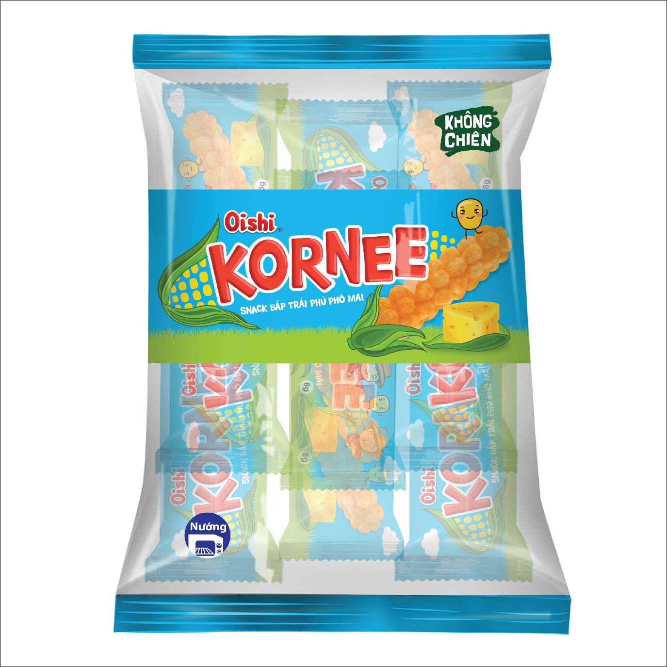 Combo 20 gói Oishi Snack Bắp Trái Vị Phô Mai Kornee (80g/gói/10 que)