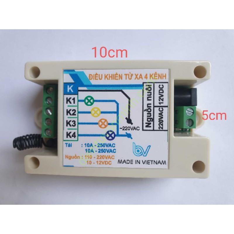 Công tắc điều khiển 04 thiết bi từ xa (1km) bằng remote RF