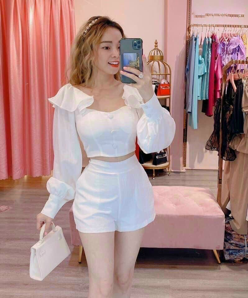 Set tay dài nơ vai