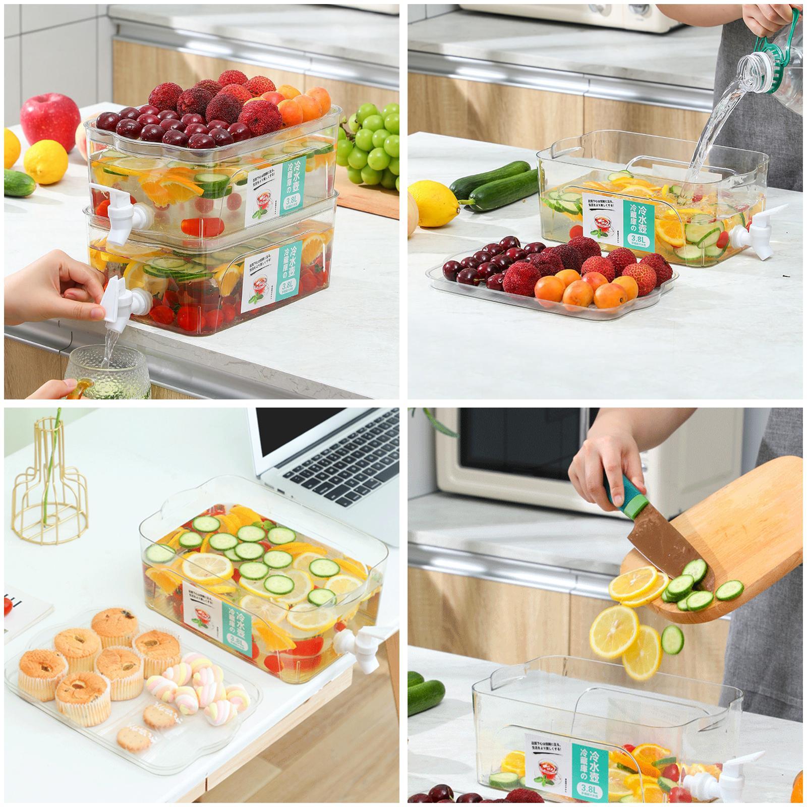 3.8L Beverage Dispenser Water with Lid and Faucet Refrigerator