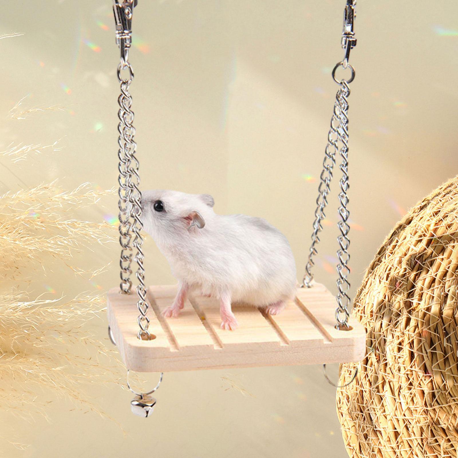 Hamster Hanging Swing Bed Wooden Accessories Exercises Play Toy for Gerbil Rats