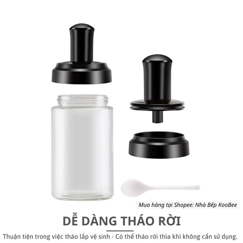 Lọ đựng gia vị thuỷ tinh chống ẩm kèm muỗng múc 250ml - Hũ gia vị cao cấp mới 2021 KooBee (NB46)