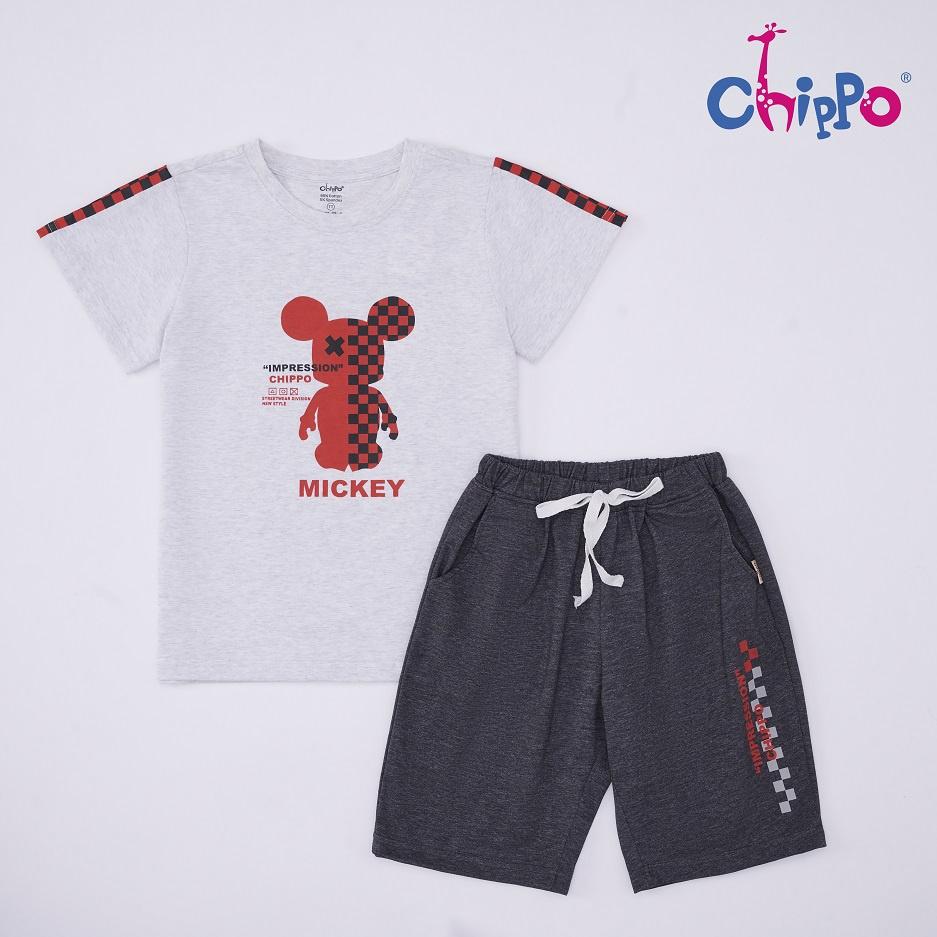 Set bộ hè Mickey Chippo chất liệu 100% Cotton mặc ở nhà cho bé Trai từ 6 đến 10 Tuổi (22-33Kg)