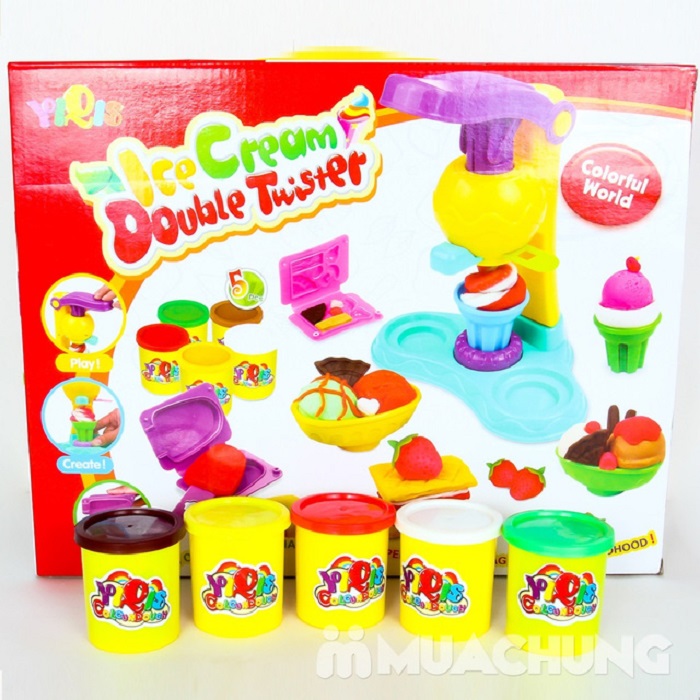 Đồ chơi đất sét làm kem 5 hộp màu không dính tay giúp bé thỏa sức sáng tạo