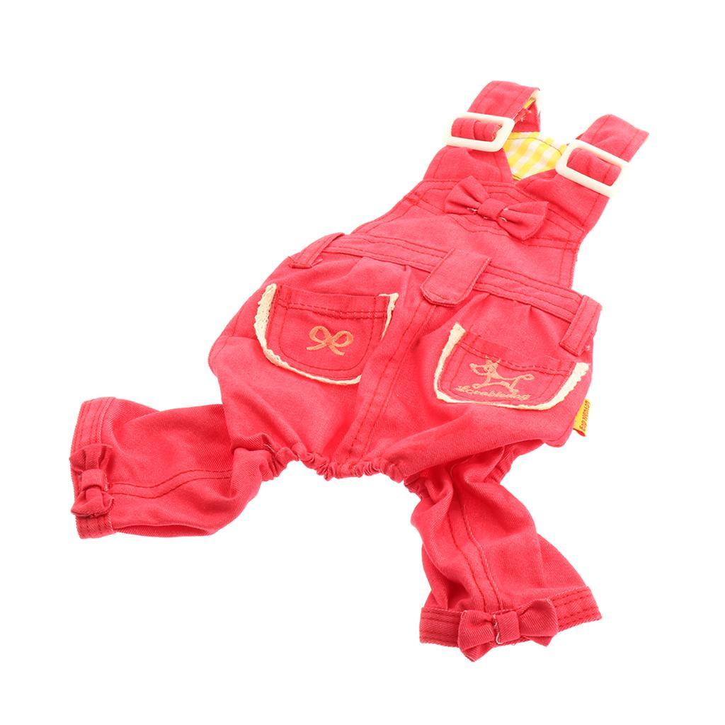 NEW FASHION Red M Soft Dog Puppy Jeans Pet Dog Clothes for Small Dogs