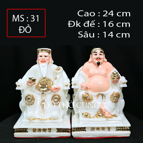 [  Cao 24 cm ] TƯỢNG THẦN TÀI THỔ ĐỊA MÀU TRẮNG - MS 31  [ COMPOSITE + BỘT ĐÁ  ]