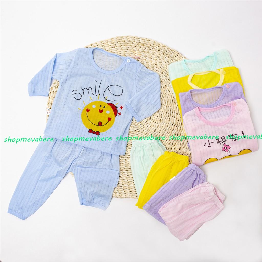 Bộ dài tay cotton tre nhiều màu cho bé trai, bé gái sơ sinh 3-13kg, cài cúc vai hàng đẹp -