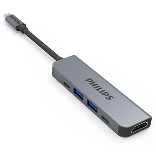 Cổng chuyển đổi Philips 5-in-1 Multifunction Adapter USB-C to HDTV SWV6115G/67 - Hàng chính hãng