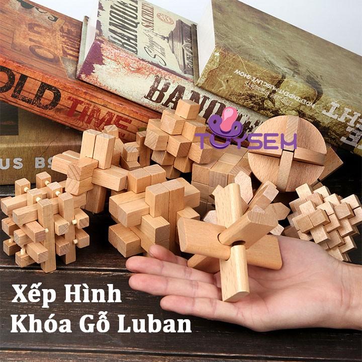 1 Cái Đồ chơi trẻ em giải đố đồ gỗ khóa luban phát triển trí tuệ - Quà tặng sinh nhật cho bé