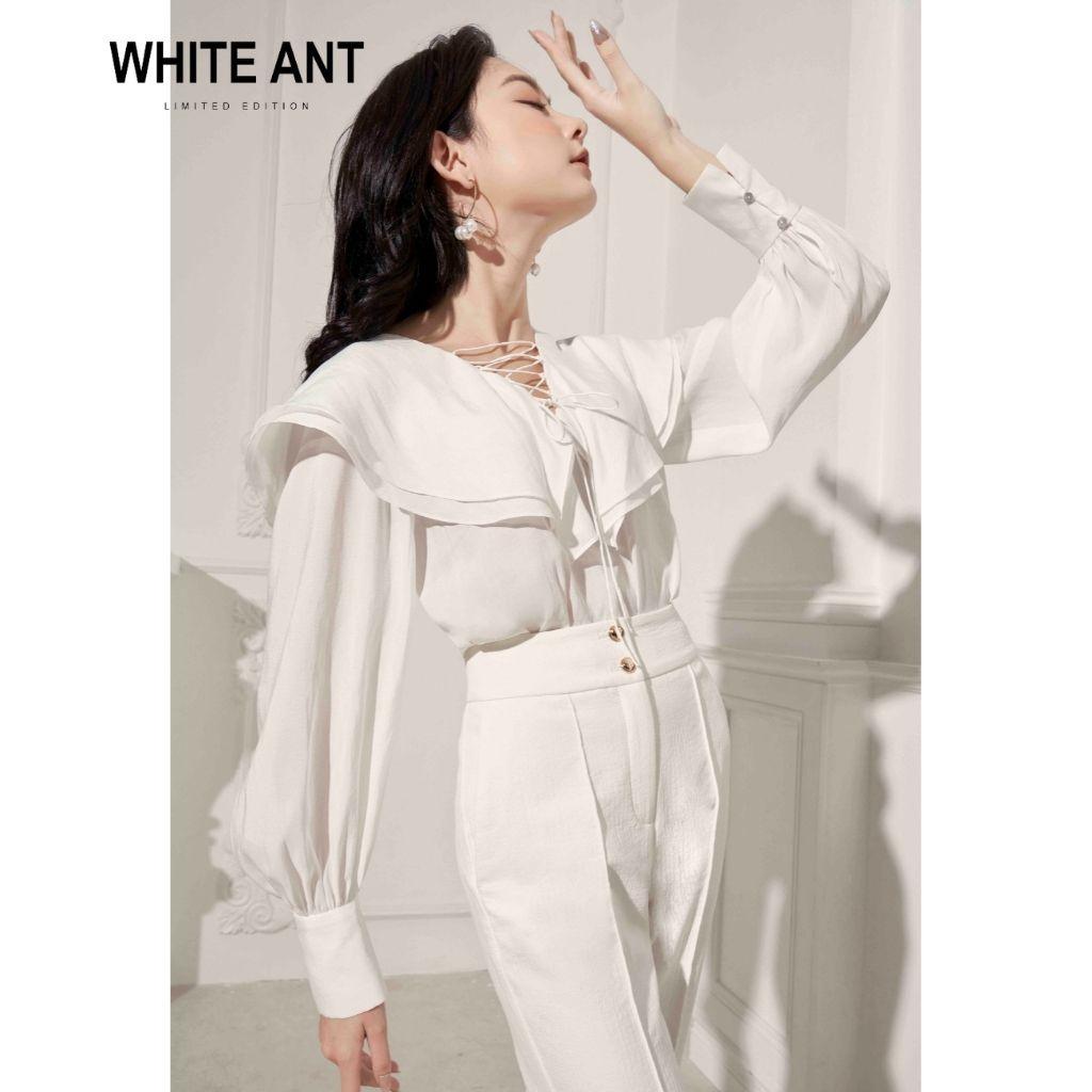 Áo Sơ Mi Nữ Công Sở Dài Tay WHITE ANT Thiết Kế Cổ Dây Buộc Tinh Tế, Chất Liệu Tơ Nhập Khẩu Cao Cấp 170300003.493