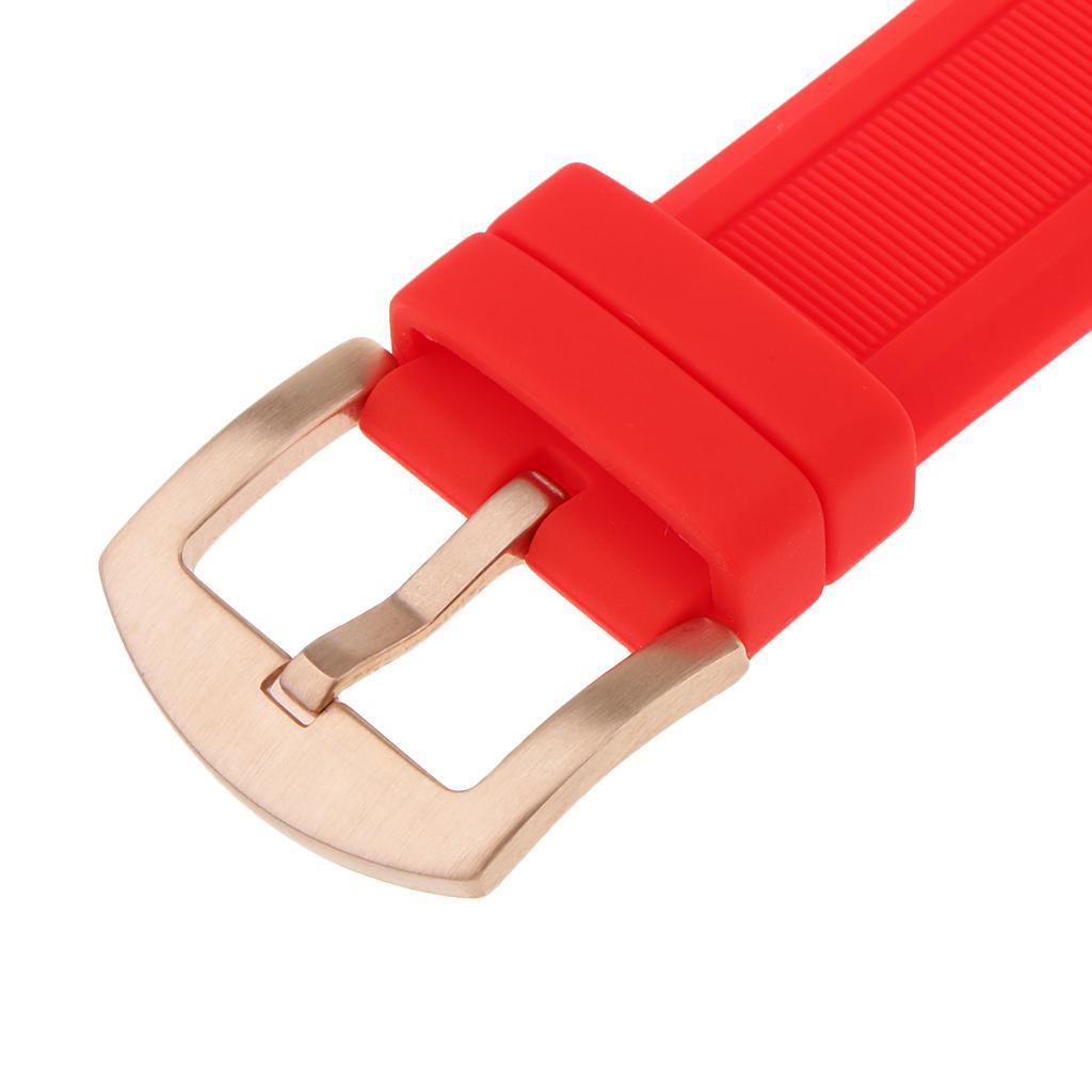 Waterproof Red Rubber Wristband Watch Band Strap Replacement 19mm-24mm 19mm