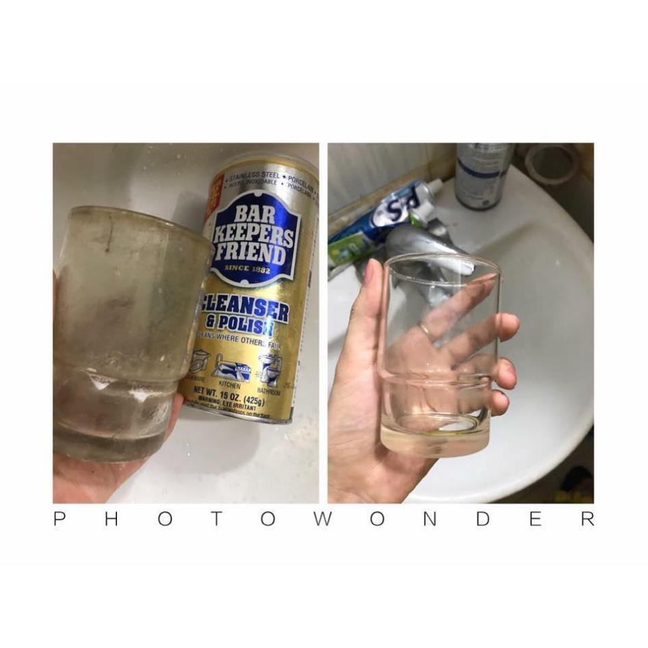 Bột làm sạch - bar keepers friend - ̀ ̣ vách kính, vòi nước, men sứ trắng, bếp từ, xoong nồi,.....