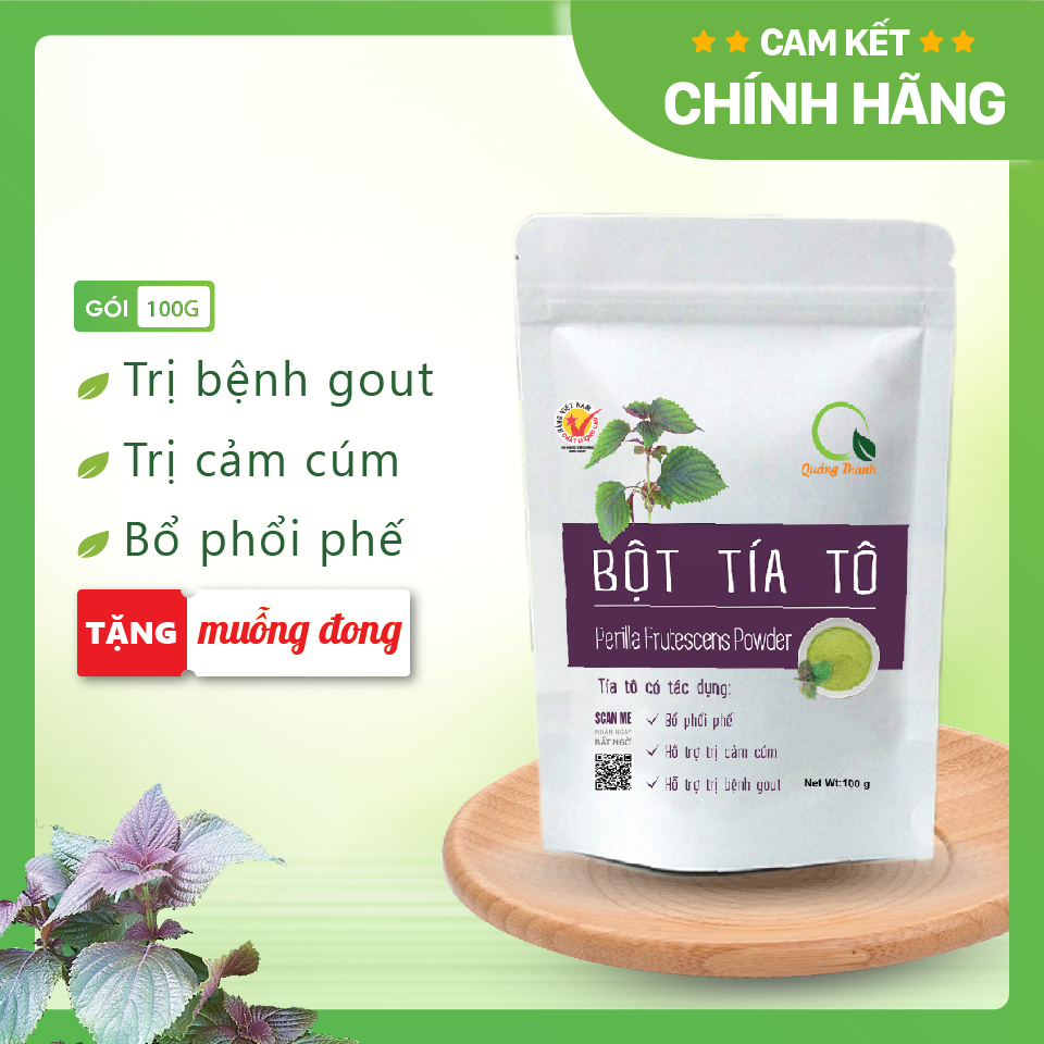 Bột Tía Tô Quảng Thanh 100% Nguyên Chất Sấy Lạnh - Bổ phổi phế, đẹp da, hỗ trợ bệnh Gout - Gói 100 gr