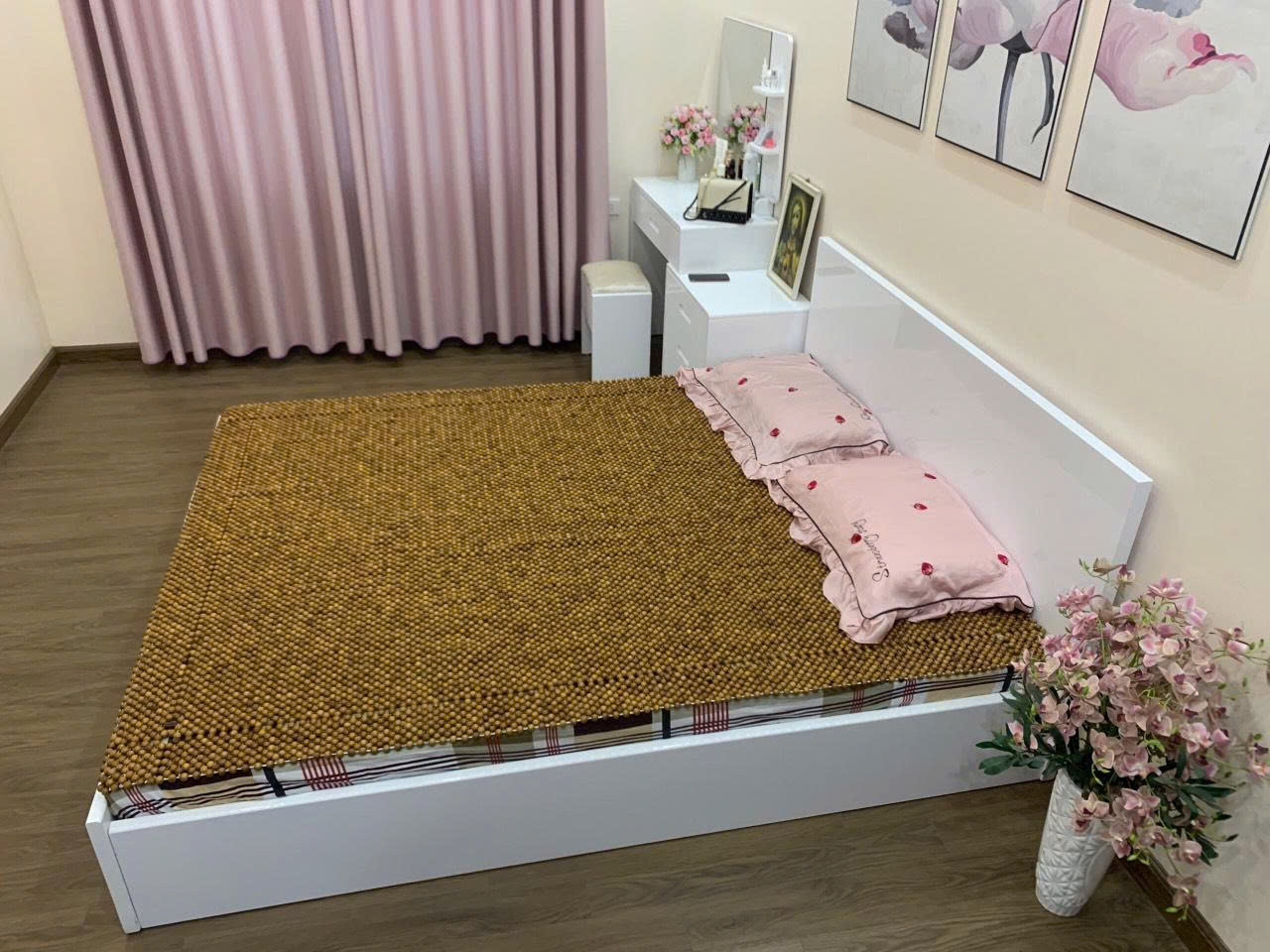 Chiếu Hạt Gỗ Bách Xanh Cao Cấp - Kích Thước 1,5mx1,9m hạt 1.6cm , Bảo Hành 2 năm Dây Dù Cao Cấp Của Nga