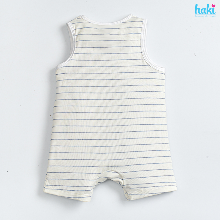 Bộ body đùi sát nách kẻ, túi ốp cho bé vải sợi tre cao cấp BB046, romper cho bé, set body bé sơ sinh hàng chính hãng HAKI