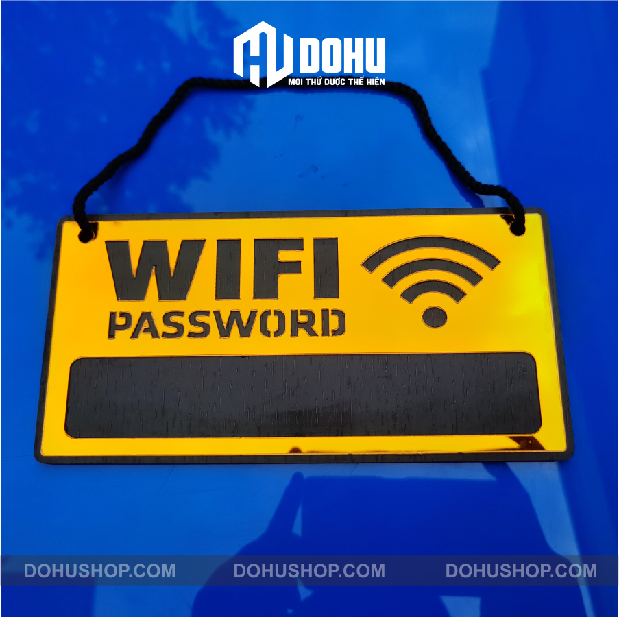 Bảng ghi pass wifi bằng gương vàng - bảng treo