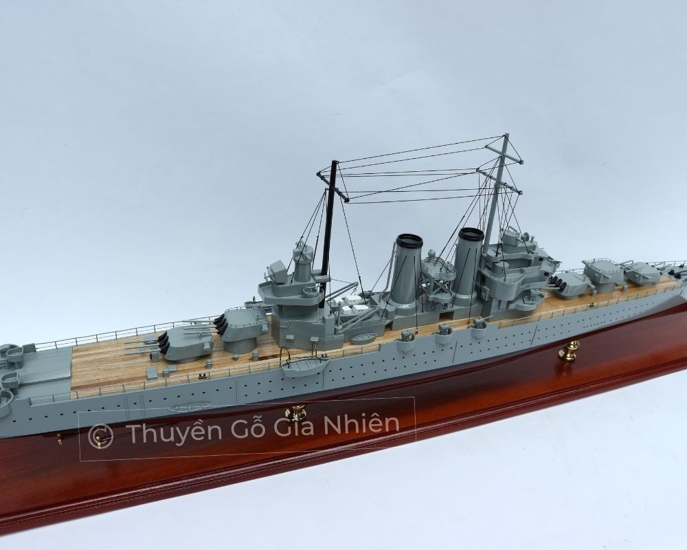 Mô Hình Thuyền Gỗ Phong Thủy Dạng Thuyền Chiến USS PHOENIX Chính Hãng Hàng Xuất Khẩu Chất Lượng Cao
