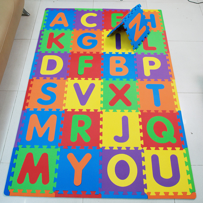 Thảm xốp lót sàn cho bé - chữ cái + viền ngoài (26 miếng, diện tích 2.5m2) Smile Puzzle_KHÔNG MÙI TIÊU CHUẨN CHÂU ÂU