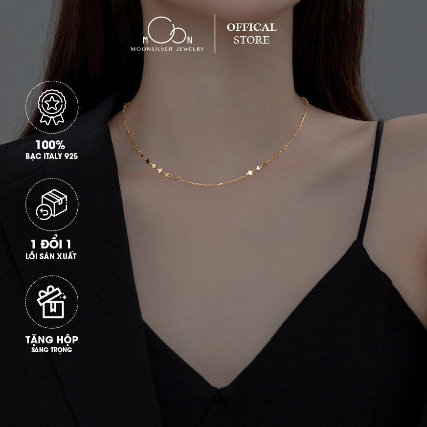 Dây chuyền mạ vàng 14k Moonsilver lấp lánh, vòng cổ phủ vàng trơn sang trọng