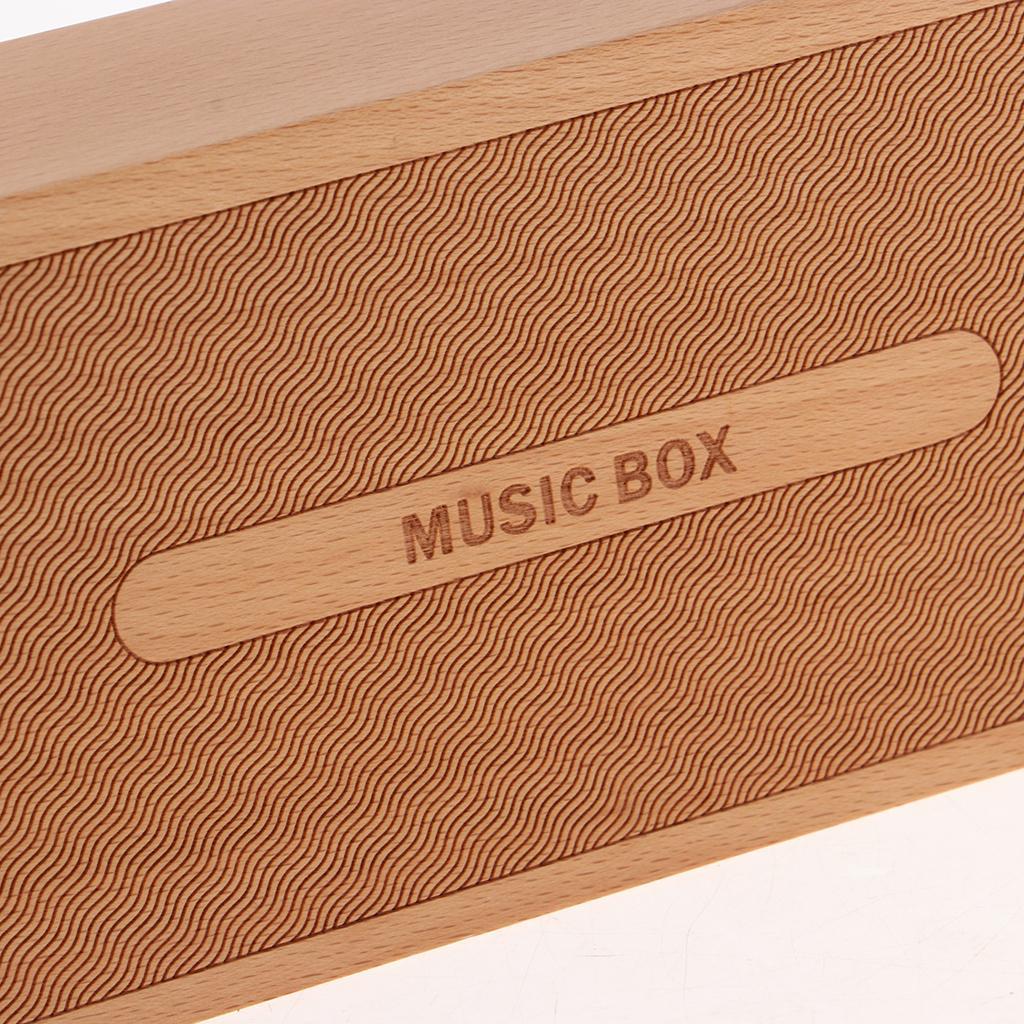 Retro Clockwork Musical Box Wooden Engraved Wind-up Mechanism Music Movements - 4 Melody for Like - Birthday Gift / Mild Music Lover / Home Ornaments