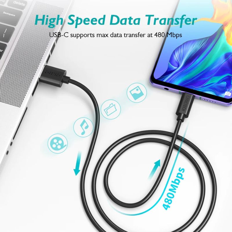 Cáp sạc Choetech AC000 nhanh và truyền dữ liệu USB to Type C 3A  Series ( Hàng chính hãng)