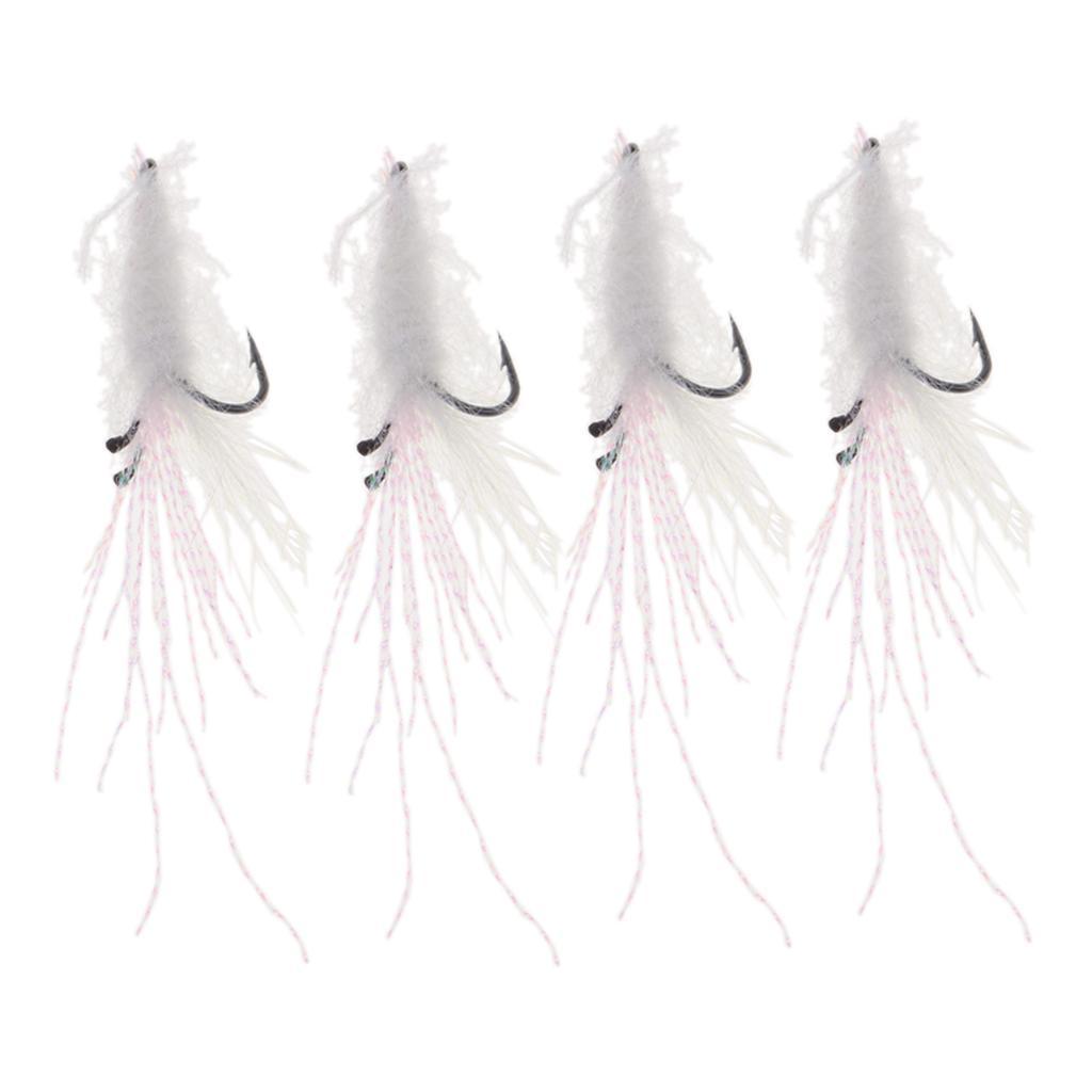 4 pcs Lure Bionic Feathers Fly Hook Freshwater Plush Shrimp Artificial Bait