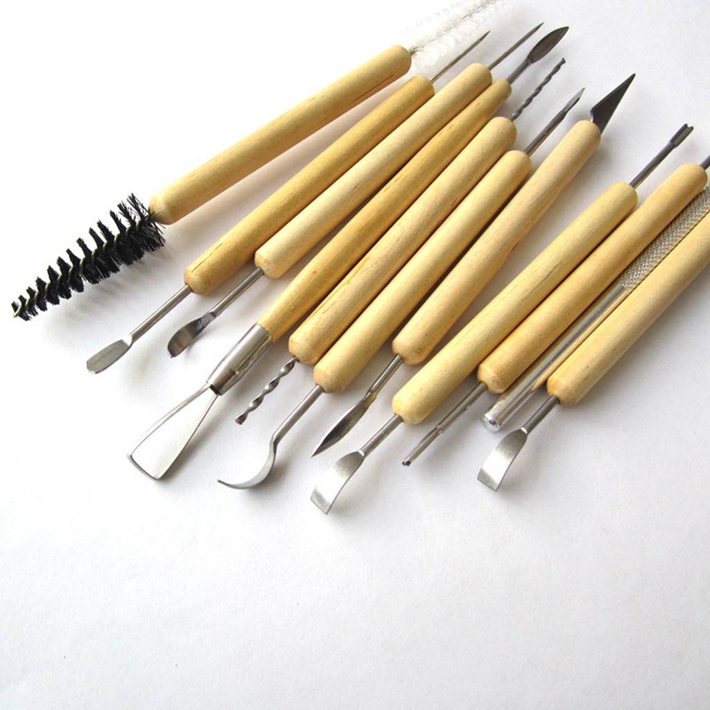 11x Pottery Clay Sculpture Carving Modelling Ceramic Tools Set DIY Art Craft