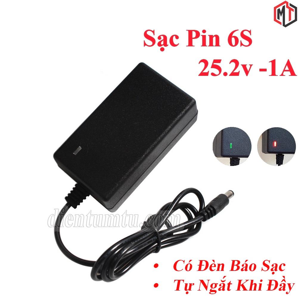 Sạc Pin 6s 24V- 25.2V 1A Có Đèn Báo Đầy - Chuyên sạc các khối pin Lithium - ion - 18650 nối theo mạch 6S